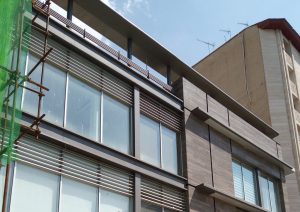 Aluminium vertical louvers facade