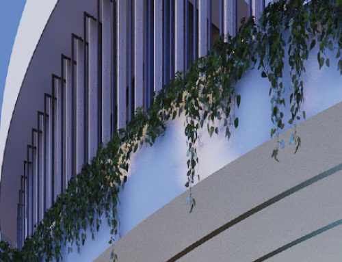 Detail and design of vertical and horizontal aluminum façade