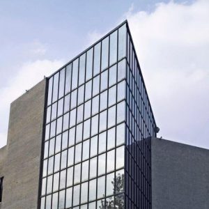 Exterior frameless glass wall