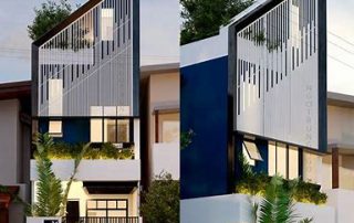 Representation of modern villa building facade in America